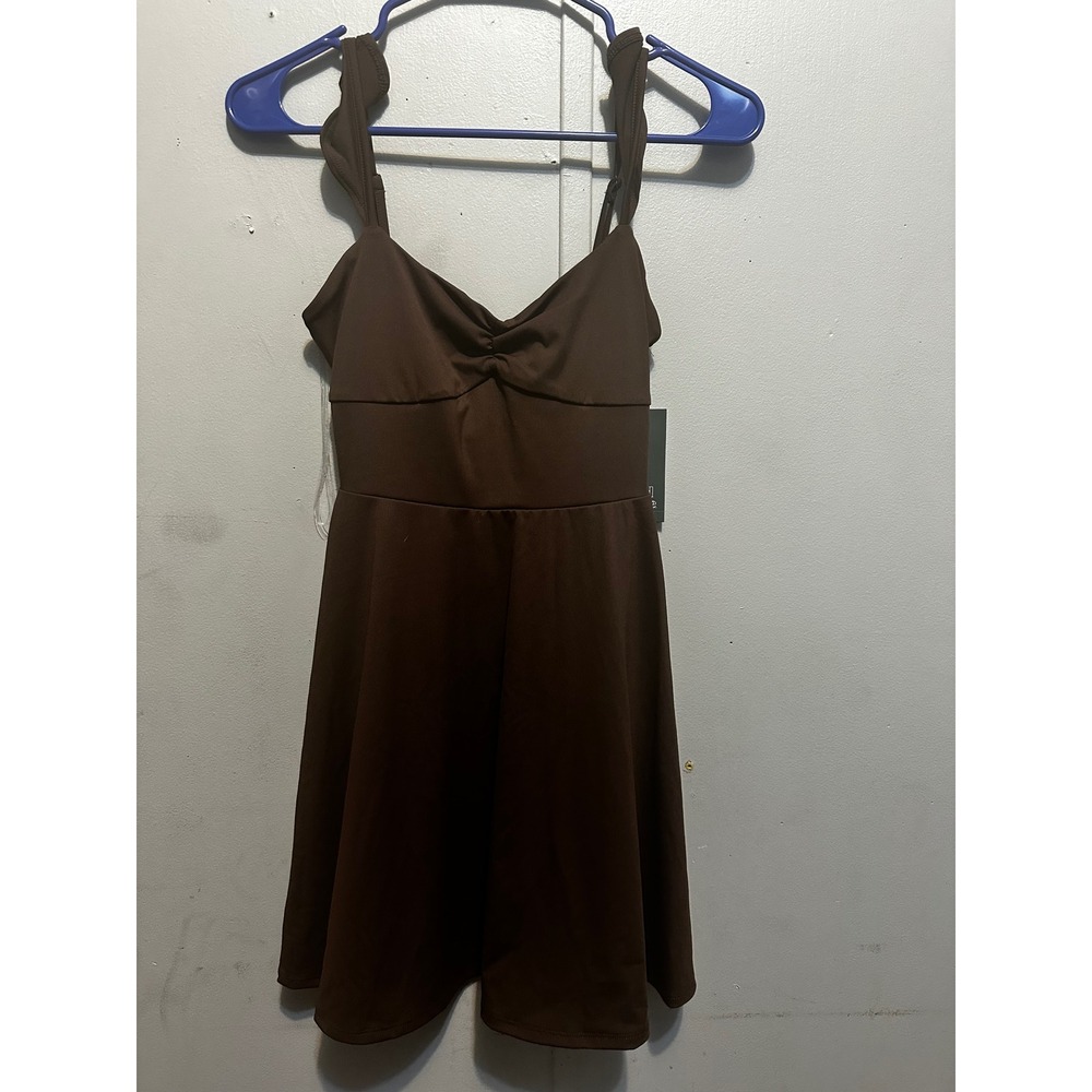 Wild Fable Brown Mini Dress Sweetheart Neck Sleeveless Fit Flare XXS